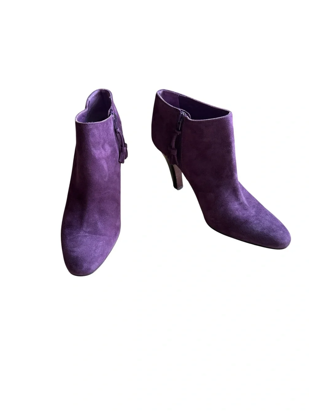 Brooks Brothers Italian Made Purple Suede Ankle Boots with Tassel Zip